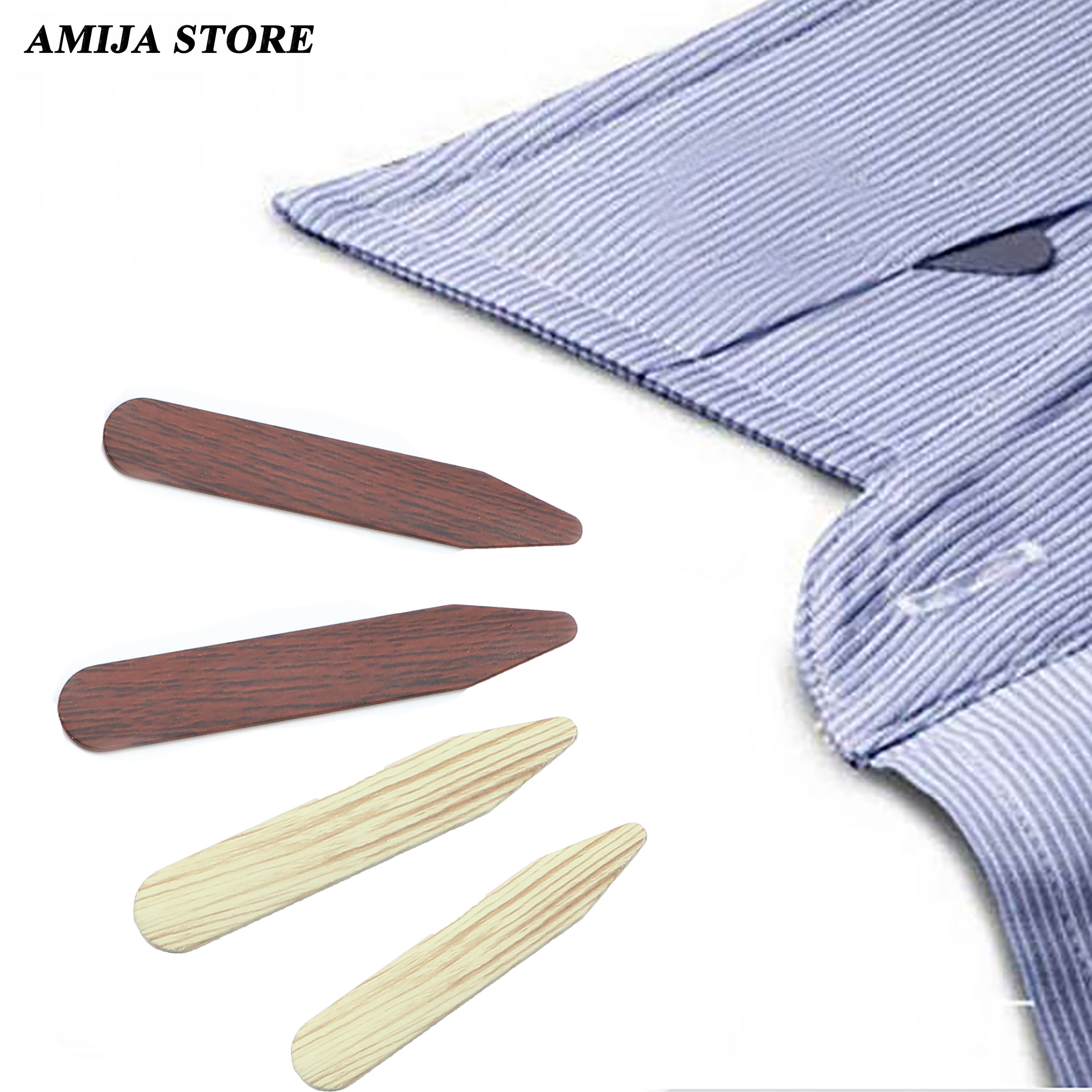 Woodworking Women - 2Pcs Unique Wood Grain Collar Stays