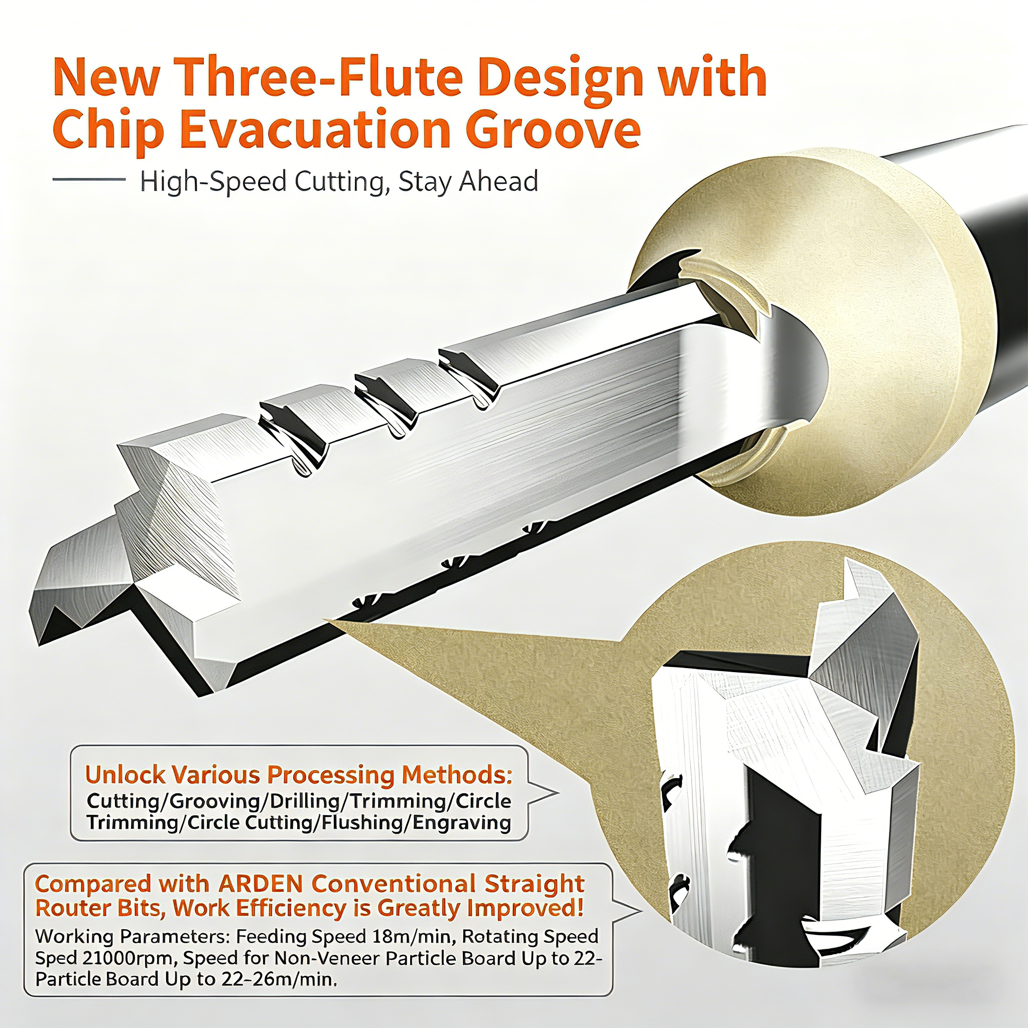 Arden 3 Flutes TCT Straight Ro - Woodworking Nc incelemesi ve fiyatı